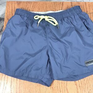 {DESMIT} Men’s Swim Shorts, Blue w/neon tie Size large 30-32 EUC swim trunks